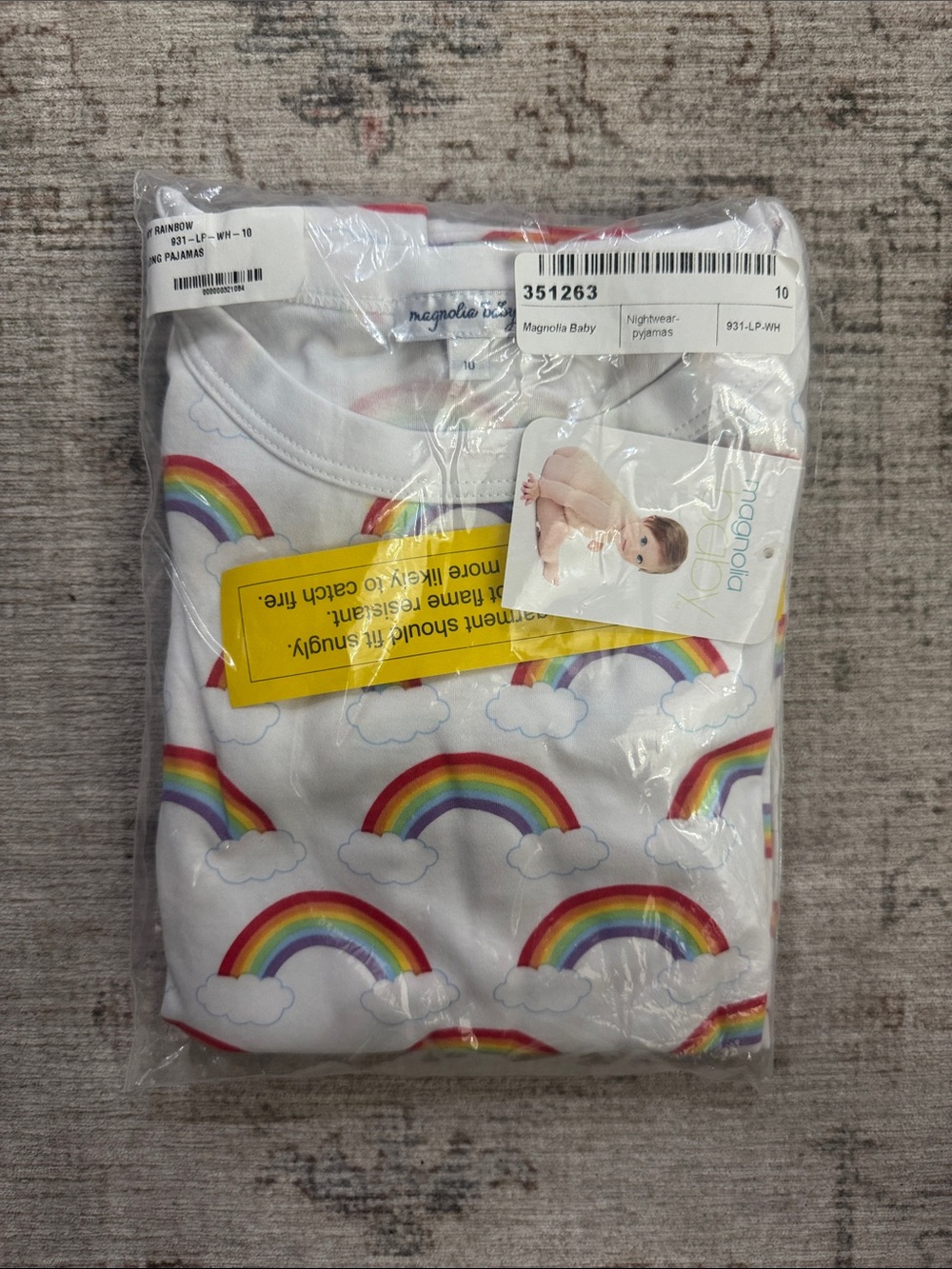 Magnolia Baby Rainbow Print Kids Pajama Set - White